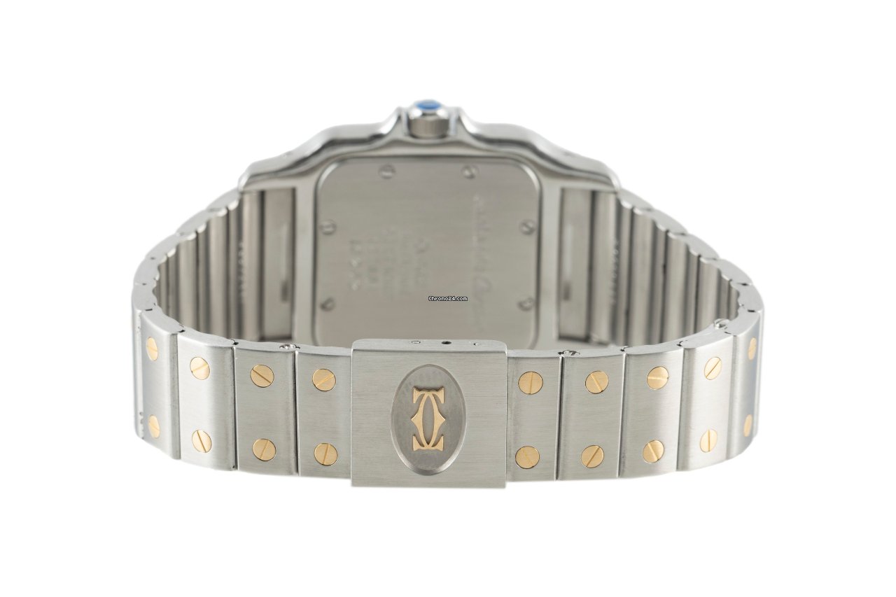 IMG_9081 Cartier Santos Galbee Mens watch Unisex Quartz Gold Steel 187901 Replica 8