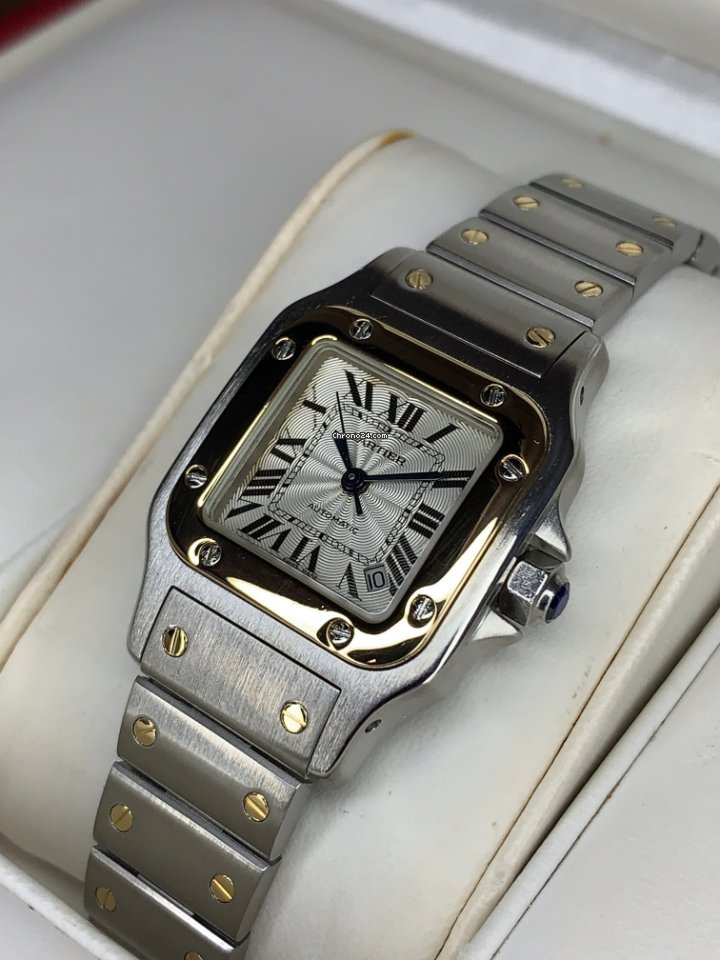 IMG_9081 Cartier Santos Galbee Womens watch Automatic Gold Steel 2423 Replica 8