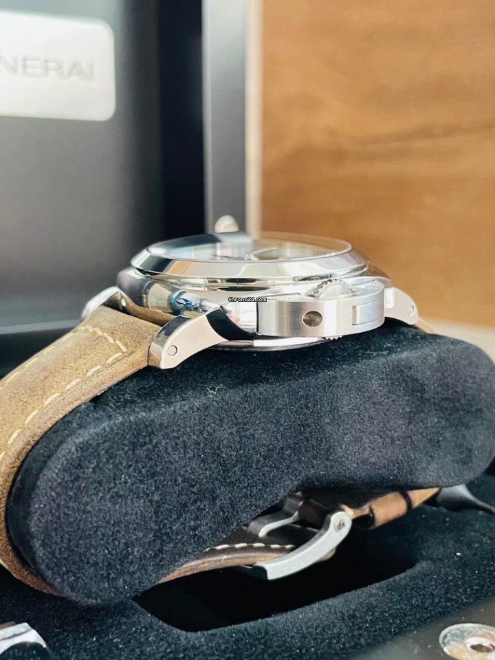 IMG_9081 Panerai Luminor 1950 3 Days GMT Power Reserve Automatic Mens watch Unisex Automatic Steel PAM 00537 Replica 8