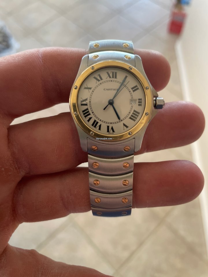 IMG_9081 Cartier Santos Womens watch Quartz Gold Steel 1551 Replica 8