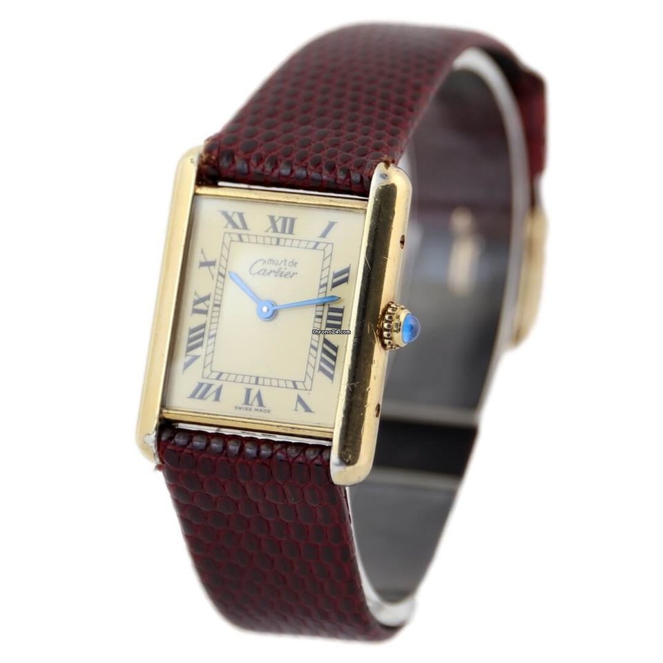 IMG_9081 Cartier Tank Vermeil Womens watch Quartz Gold Steel 590005 Replica 8