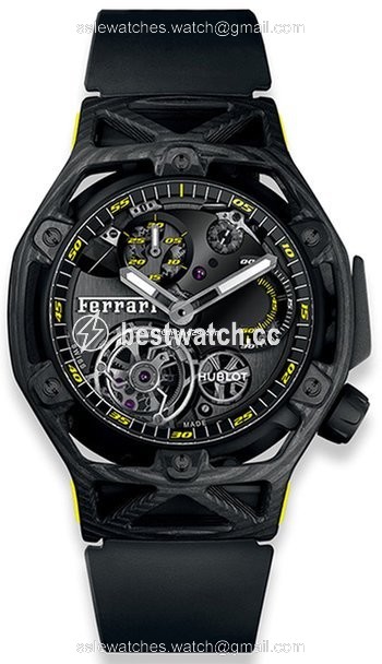 Hublot Techframe Ferrari Tourbillon Chronograph Mens watch Unisex Manual winding Carbon 408.QU.0129.RX