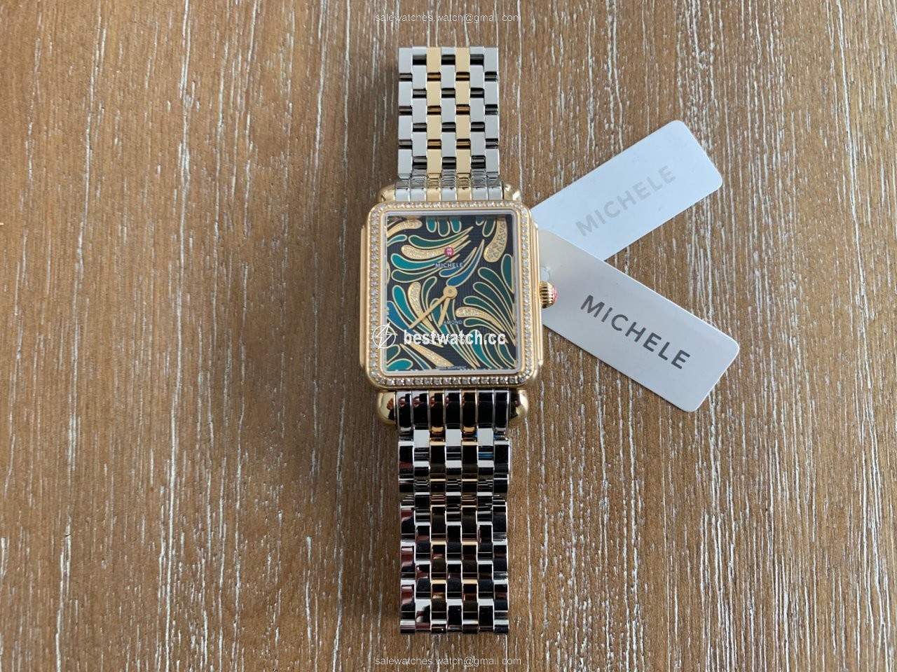 Michele Deco Womens watch Quartz Yellow gold Michele Deco II Bijoux Diamond Gold, Green Dial MW06X01B0083
