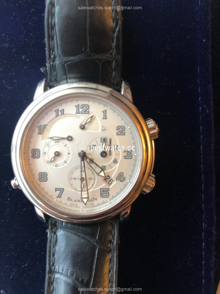Blancpain Leman Reveil GMT Mens watch Unisex Automatic White gold 2841-1542-53b