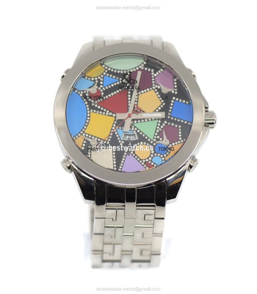 Jacob & Co. Five Time Zone Mens watch Unisex Quartz Steel JC-113DA