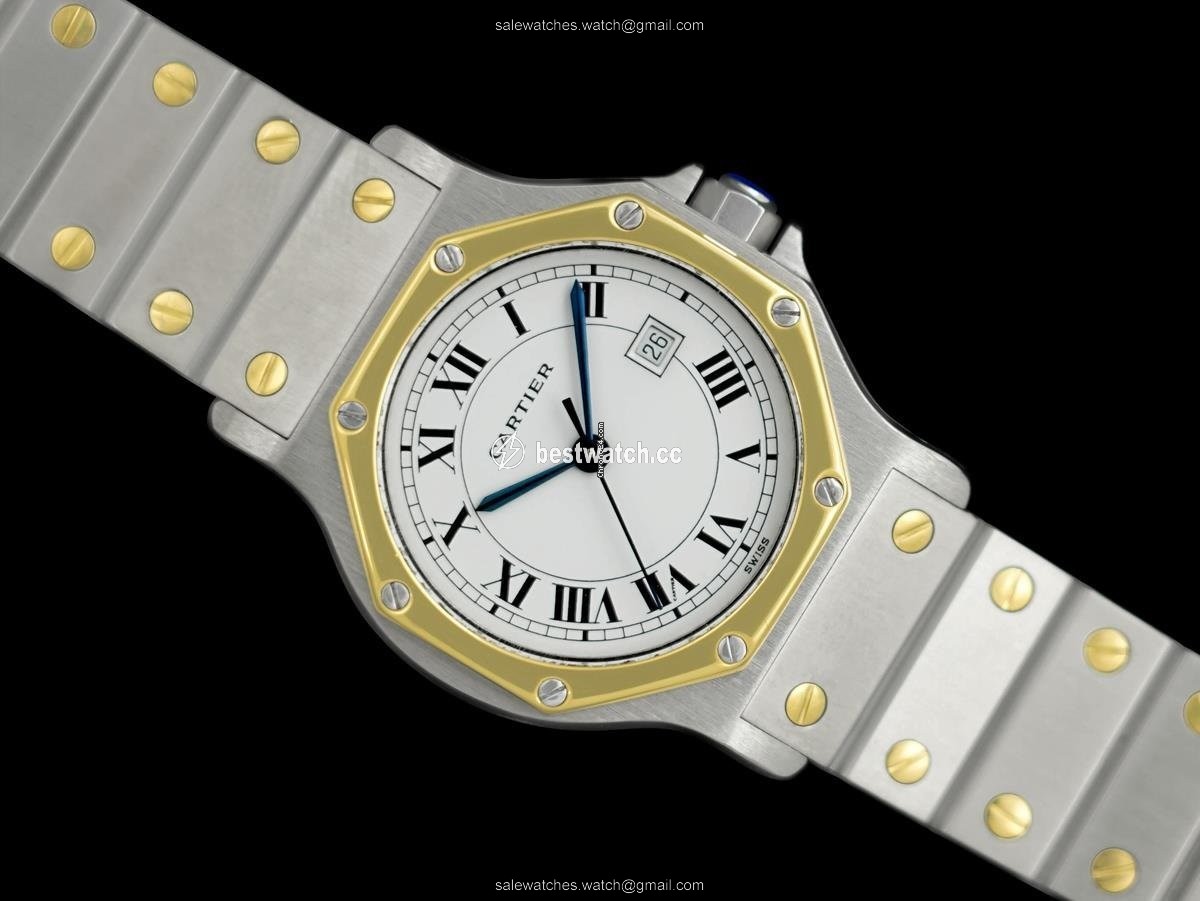Cartier Santos Mens watch Unisex Automatic Gold Steel 8446ST