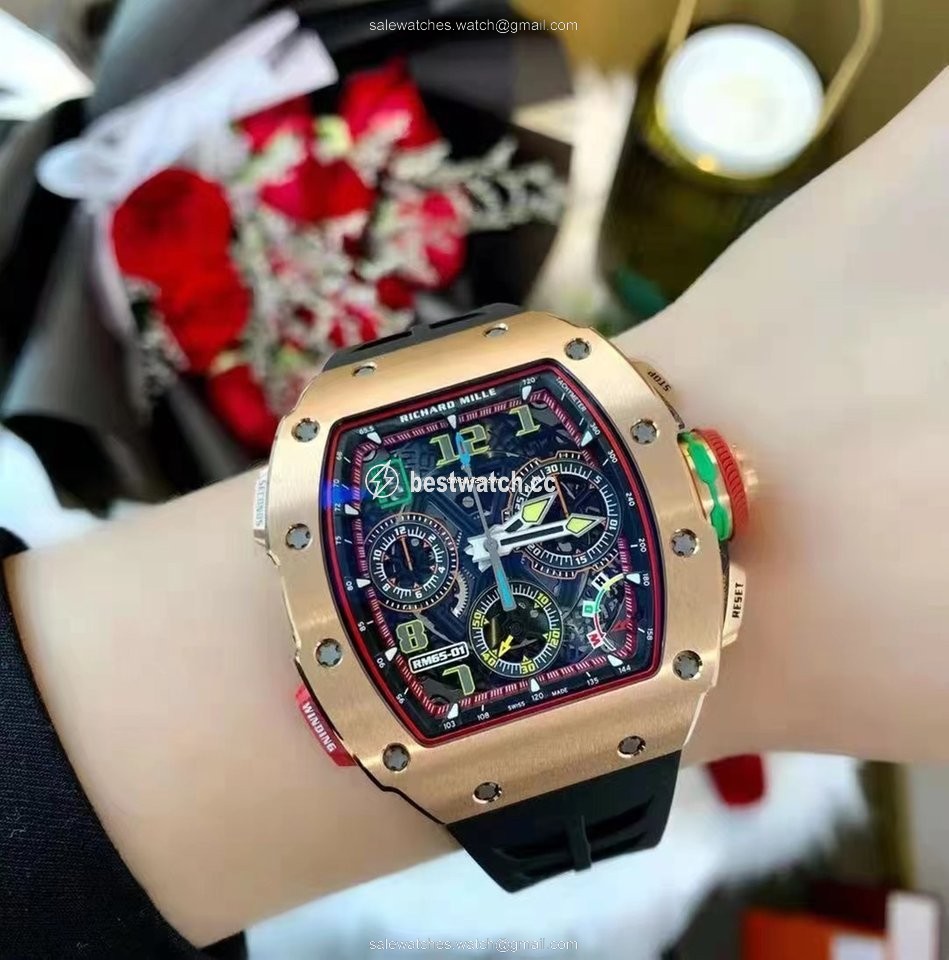 Richard Mille Mens watch Unisex Automatic Carbon Richard Mille RM65-01 Rose Gold