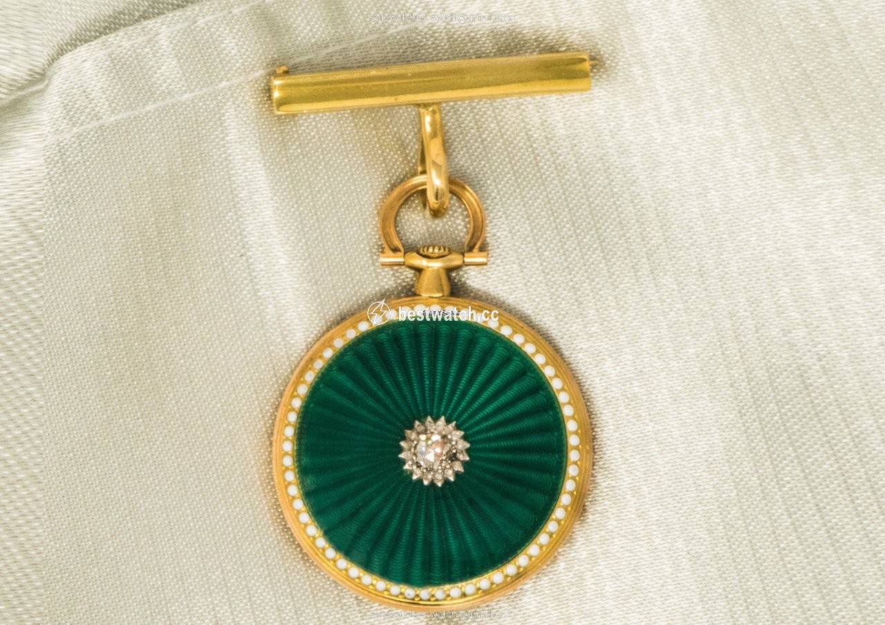 Cartier Mens watch Unisex Manual winding Yellow gold CARTIER 1910 Rare Enamel Diamond 18kt Gold Pocket Watch