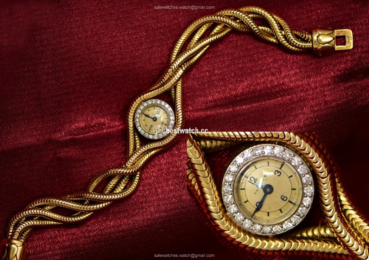 Cartier Womens watch Manual winding Yellow gold RARE 1940S DIAMOND SET PLATINUM, 18KT YG TRIPLE TWIST WATCH